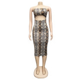 Snake Skin Sexy Strapless Cut Out Dress
