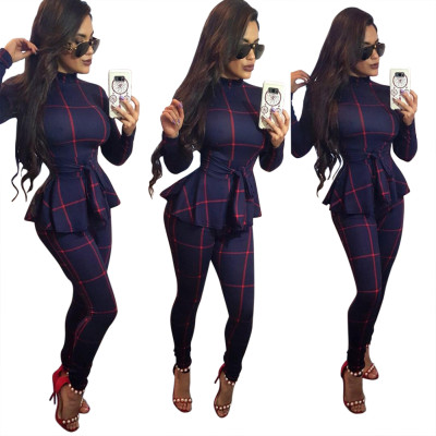 Fit-and-Flare Plaid Jumpsuit with Belt