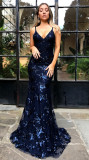 Occassional Sequins Straps Floor Length Evening Dress