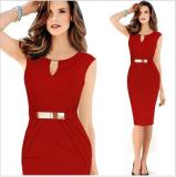 Sleeveless Office Dress with Belt