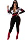 Zipped Up Contrast Long Sleeve Bodycon Jumpsuit
