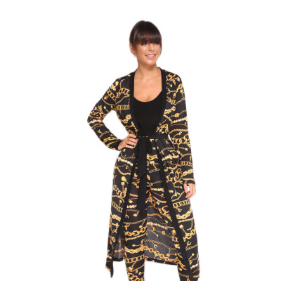 Gold and Black Chains Print Pants and Coat Set 27114