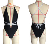 High Cut One-Piece Sequins Sexy Swimwear