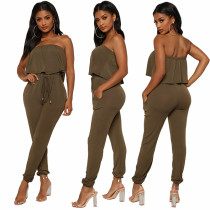 Sexy Army Green Strapless Jumpsuit