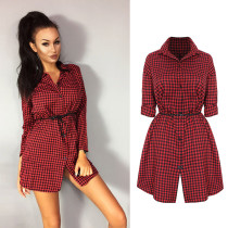 Red and Black Checks Blouse Dress 28139-2