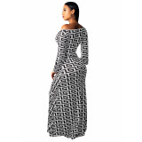Long Sleeve Print Wrap Maxi Dress