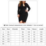 Plus Size Black Long Sleeve Wrap Dress