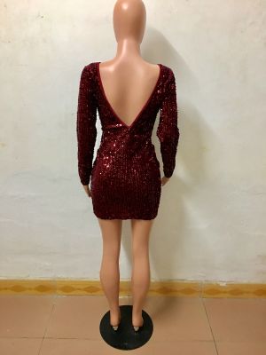 Sexy Bling Bling Long Sleeve Party Dress