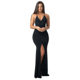 Sexy Black Twist Evening Dress with Strings Back 26866
