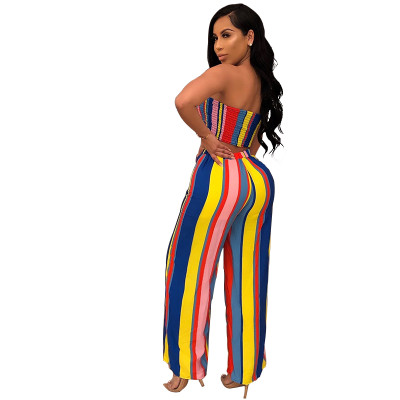 Colorful Stripped Bra Top and Wide Pants