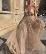 Sexy and Chic Sequins Straps Evening Dress