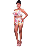 Floral Ruffle Tube Crop Top and Shorts 26034-1