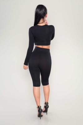 Long Sleeve Crop Top and Mid Pants