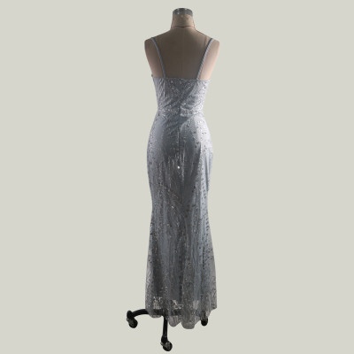 Sequins Deep-V Straps Mermard Evening Dress