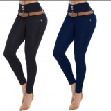 High Waist Blue Jeans with Bottons YP_248