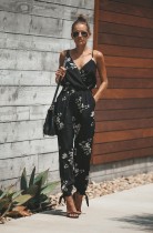 Sexy Straps Flower Casual Jumpsuit