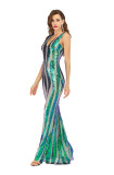 Sleeveless Sequins Mermaid Long Evening Dress