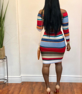 Sexy Sweetheart Colorful Stripes Bodycon Dress