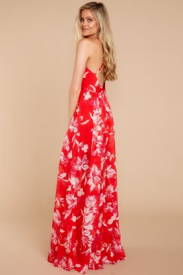 Print Sexy Straps Long Honeymoon Dress