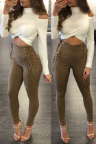 Lace-Up High Waist Fitted Pants 26315-2