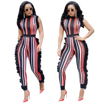 Colorful Stripes Ruffle Jumpsuit