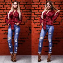 Young Fashion Red Check Blouse 26616