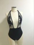 Sexy One-Piece Black Halter Swimsuit