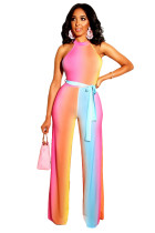 Multi-Color Scoop Jumpsuit with Belt