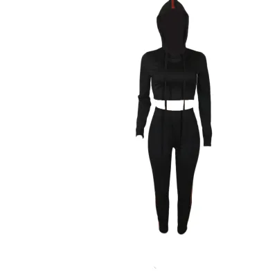 Sexy Two-Piece Sportwear with Hood WY_6392-1