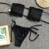 Sexy Strapless Ruched Thong Swimwear