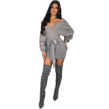 Sexy Bat Sleeving Wrapped Sweater Dress