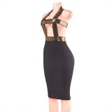 Gold and Black Sequins Erotic Club Dress