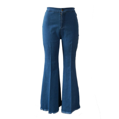 Stylish Flares Jeans with Plush Trim