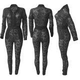 Rhinestone Black Sexy Jumpsuit 27207