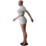 White Plush Crop Top and Mini Skirt