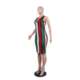Multi-Color Stripped Straps Bodycon Dress