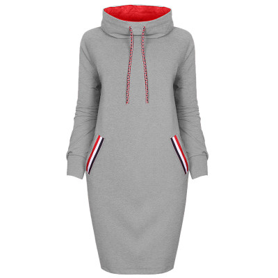 Long Blank Hoody Dress with Pockets 27259-2