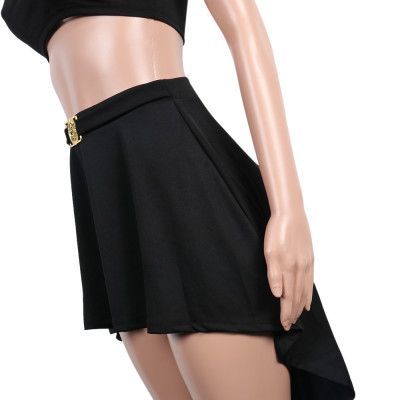 Black Bra Top and High-Low Skirt