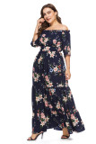 Plus Size Off Shoulder Floral Maxi Dress