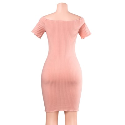 Off Shoulder Bottoned Bodycon Dress