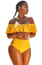 Two-Piece Off Shoulder High Waist Swimwear