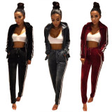 Pure Velvet Tracksuit with Contrast Bands 27498-2