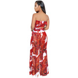 Sexy Print Strapless Top and Wide Pants