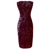 Sequin Sleeveless Slit Cocktail Midi Dress
