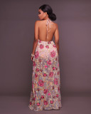 Sexy Backless Floral Halter Long Dress 26290-1