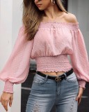 Pink Loose and Fit Off Shoulder Chic Blouse