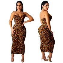 Sexy Straps Long Leopard Dress