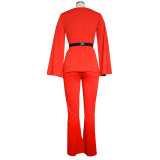 Occassional Solid Two-Piece Pants Set