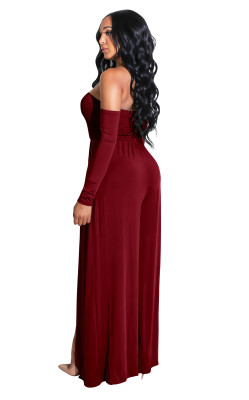 High Cut Strapless Jumpsuit with Sleeves