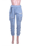 Stylish High Waist Tight Pocket Jeans